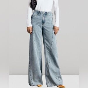 NWT rag & bone The Serena High-Rise Splice Light Blue Wide-Leg Jeans